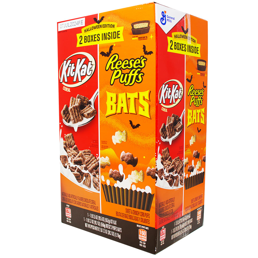 Reese's Puffs Bats & Kit Kat Cereal 38oz Candy Funhouse Candy