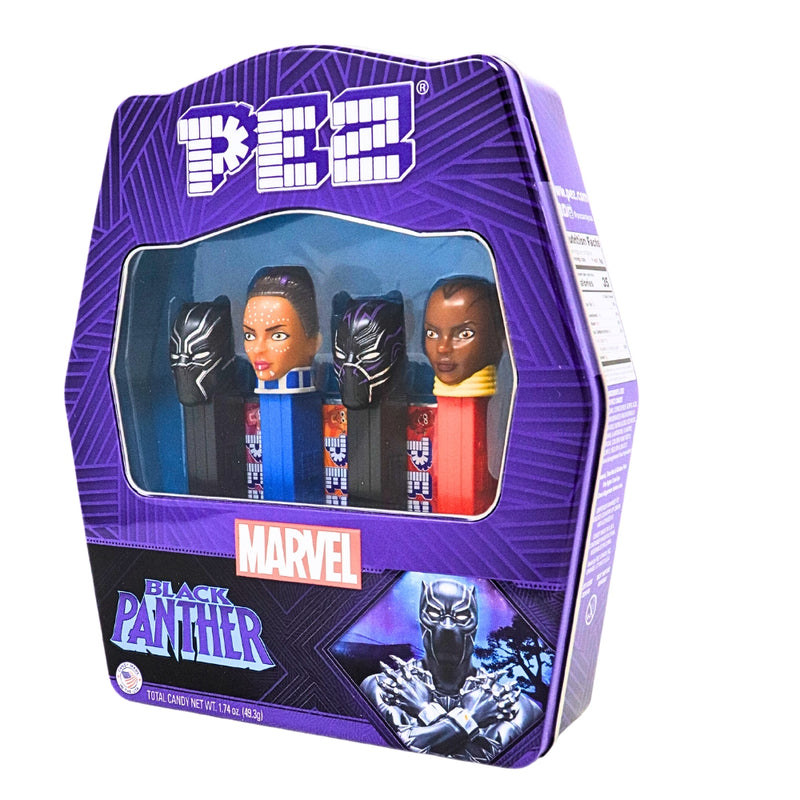 Pez Black Panther Gift Tin Front - Black Panther - Black Panther Candy - Pez Candy - Pez - Black Panther Pez - Black Panther Pez Candy