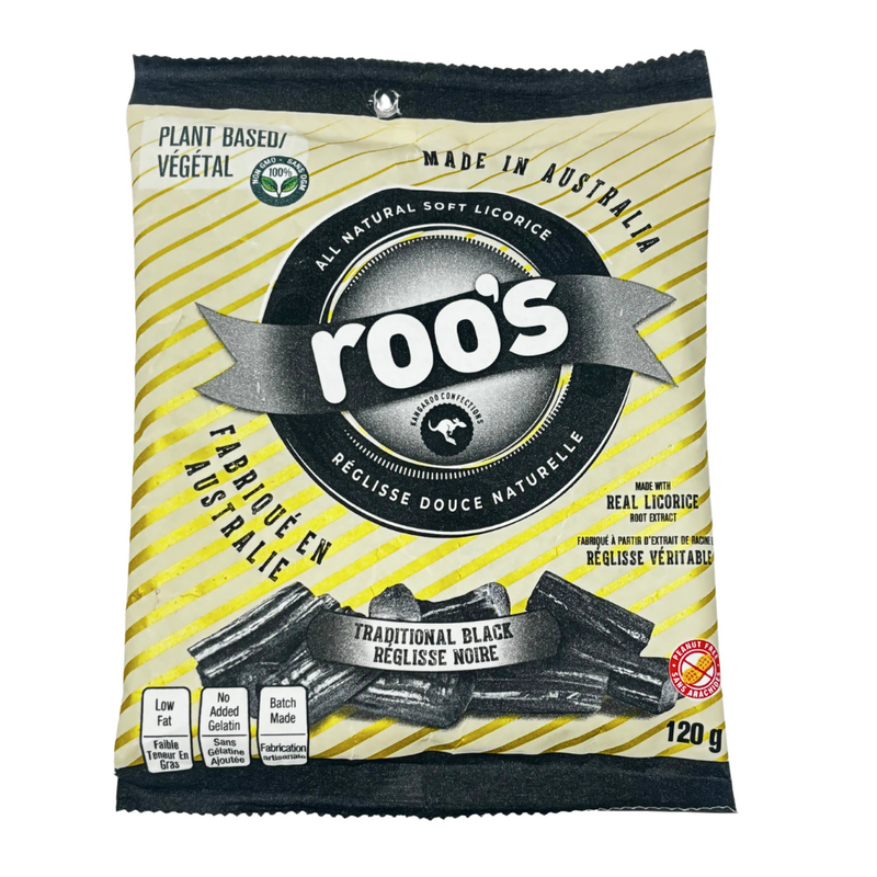 Roo's Australian Licorice Candy Traditional Black - 120g