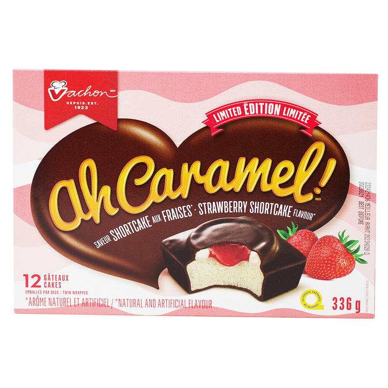 Vachon Ah Caramel Strawberry Shortcake 12 Pack - 336g - Vachon Ah Caramel Strawberry Shortcake - Strawberry Bliss - Caramel Delight - Sweet Dessert Adventure - Shortcake Magic - Irresistible Charm - Mini Celebration - Flavour Symphony - Strawberry Ecstasy - Decadent Snacking - Caramel Candy - Strawberry Candy