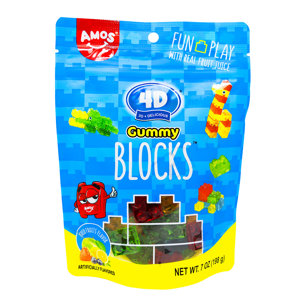 Amos 4D Creative Building Blocks Gummy Candy - 7oz | Candy