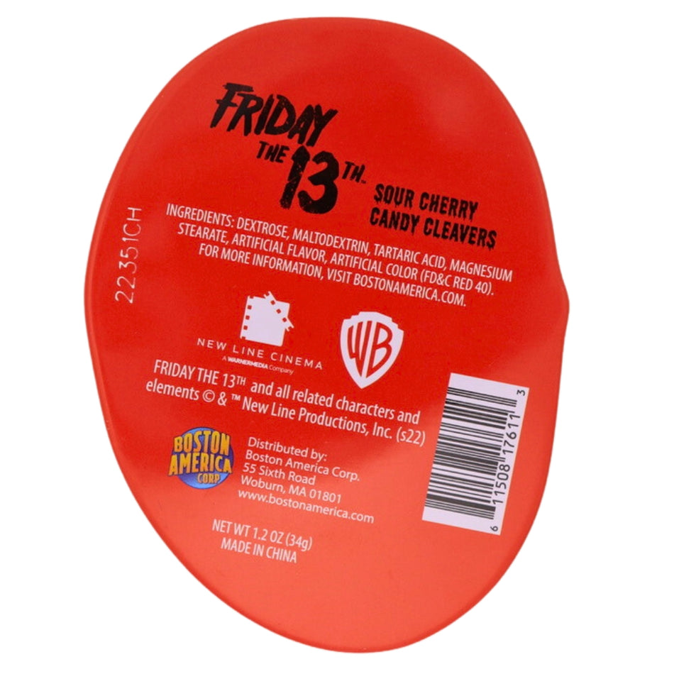 Boston America Friday the 13th Jason Mask - 1.2oz  Nutrition Facts Ingredients - Halloween Candy - Halloween Treats - Boston America - Boston America Candy - Candy Tin - Friday the 13th