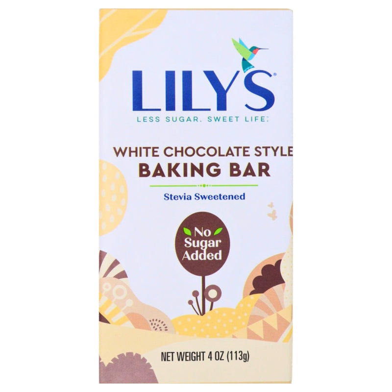 Lily's No Sugar Added White Chocolate Baking Bar - 4oz - Lily's Chocolate - White Chocolate - Zero Sugar - Zero Sugar Candy - No Sugar Chocolate