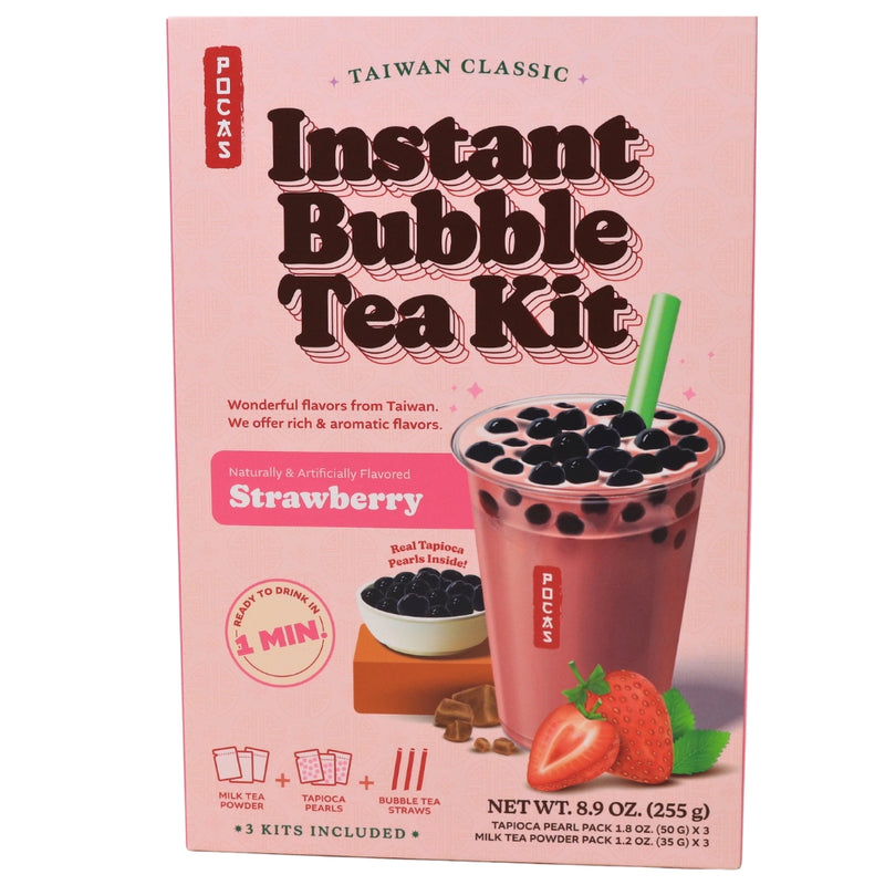 Pocas DIY Bubble Tea Kit Strawberry 3 Pack - 9oz - Bubble Tea - DIY - Pocas Bubble Tea - Strawberry Bubble Tea