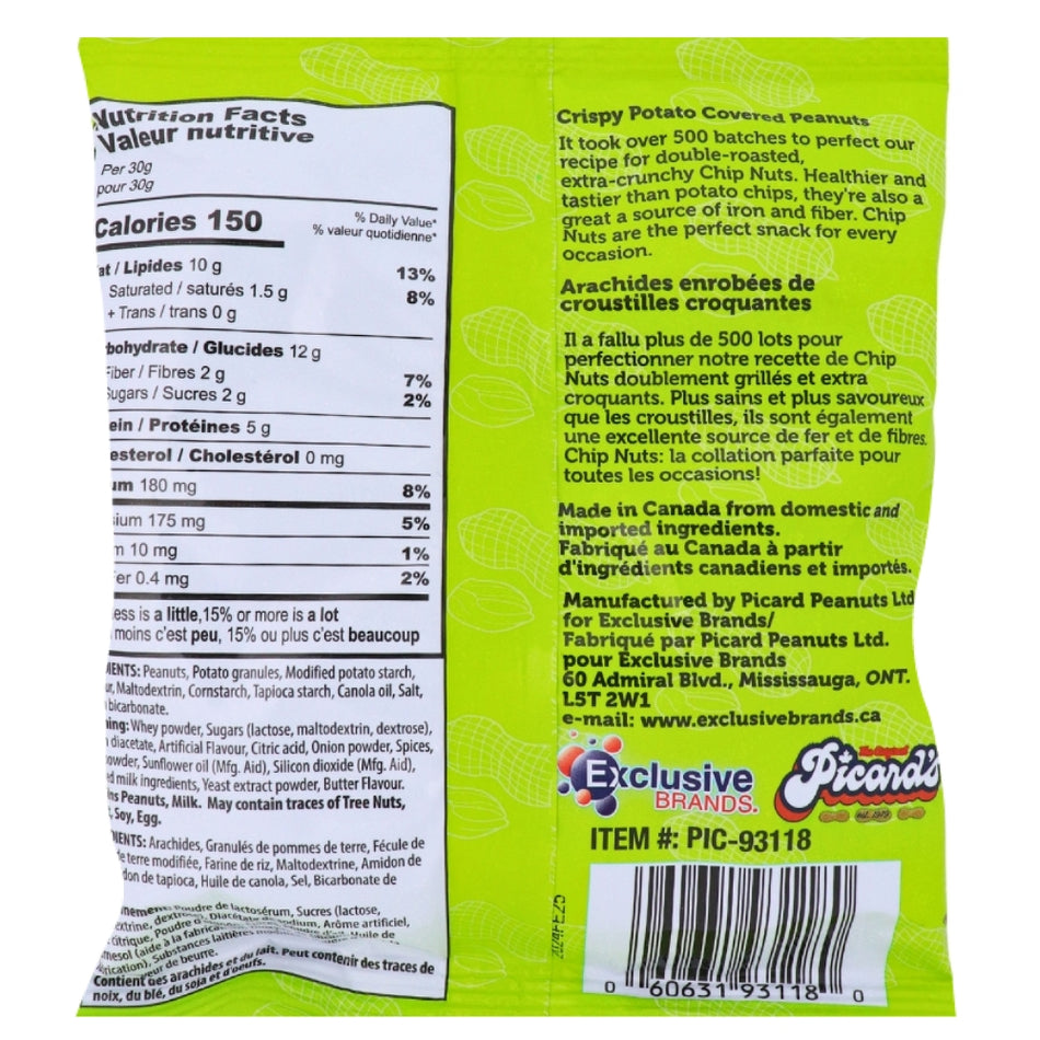 Pzazz Crunchy Nuts Spicy Dill Pickle - 80g Nutrition Facts Ingredients - Canadian Snack - Snack - Nuts
