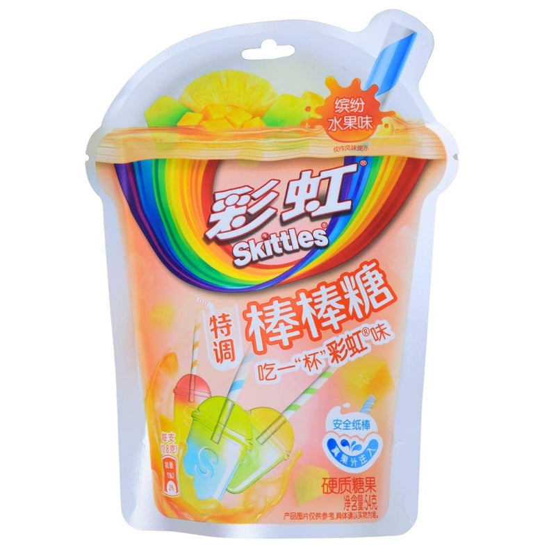 Skittles Lollipop Red (China) - 50g - Skittles Lollipop Red - Chinese candy - Fruit-flavoured lollipop - Cherry, strawberry, raspberry - Candy on a stick - Sweet indulgence - Vibrant colours - Party favour - On-the-go snack - Candy treat