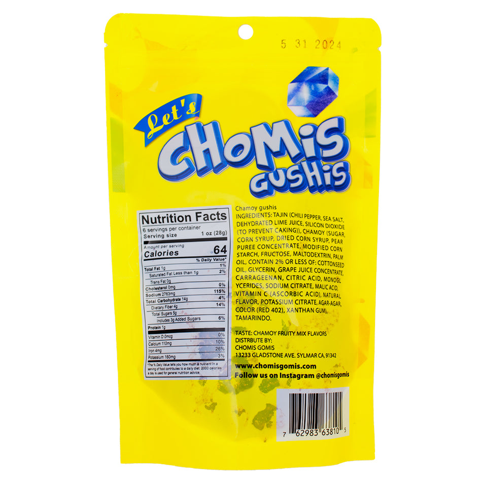 Chomis Gomis Chamoy Chomis Gushers - 9oz Nutrition Facts Ingredients