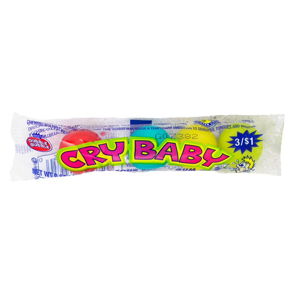 Cry Baby Extra Sour Bubble Gum Assorted Tube Mini - 0.64oz