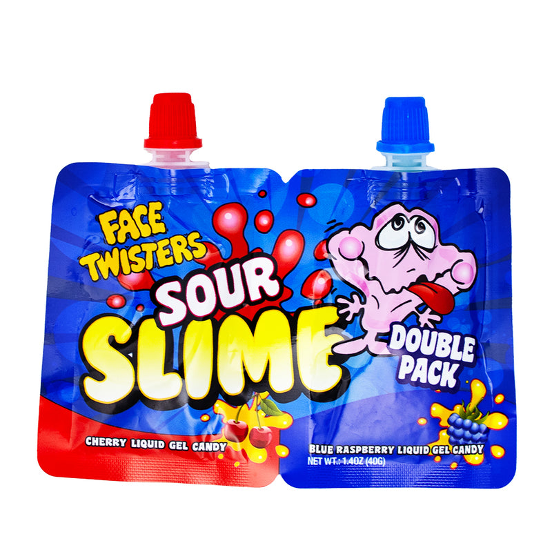 Face Twisters Sour Slime Strawberry & Green Apple - 1.4oz - Face Twisters - Face Twisters Sour Slime - Face Twisters Candy - Sour Candy - Extreme Sour Candy
