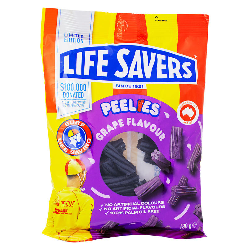 Lifesavers Peelies Grape (Aus) - 180g - Lifesavers Peelies Grape - Australian Candy Delight - Juicy Grape Flavour - Peelable Candy Texture - Burst of Sweetness - Unique Candy Experience - International Candy Sensation - Grape Candy Delight