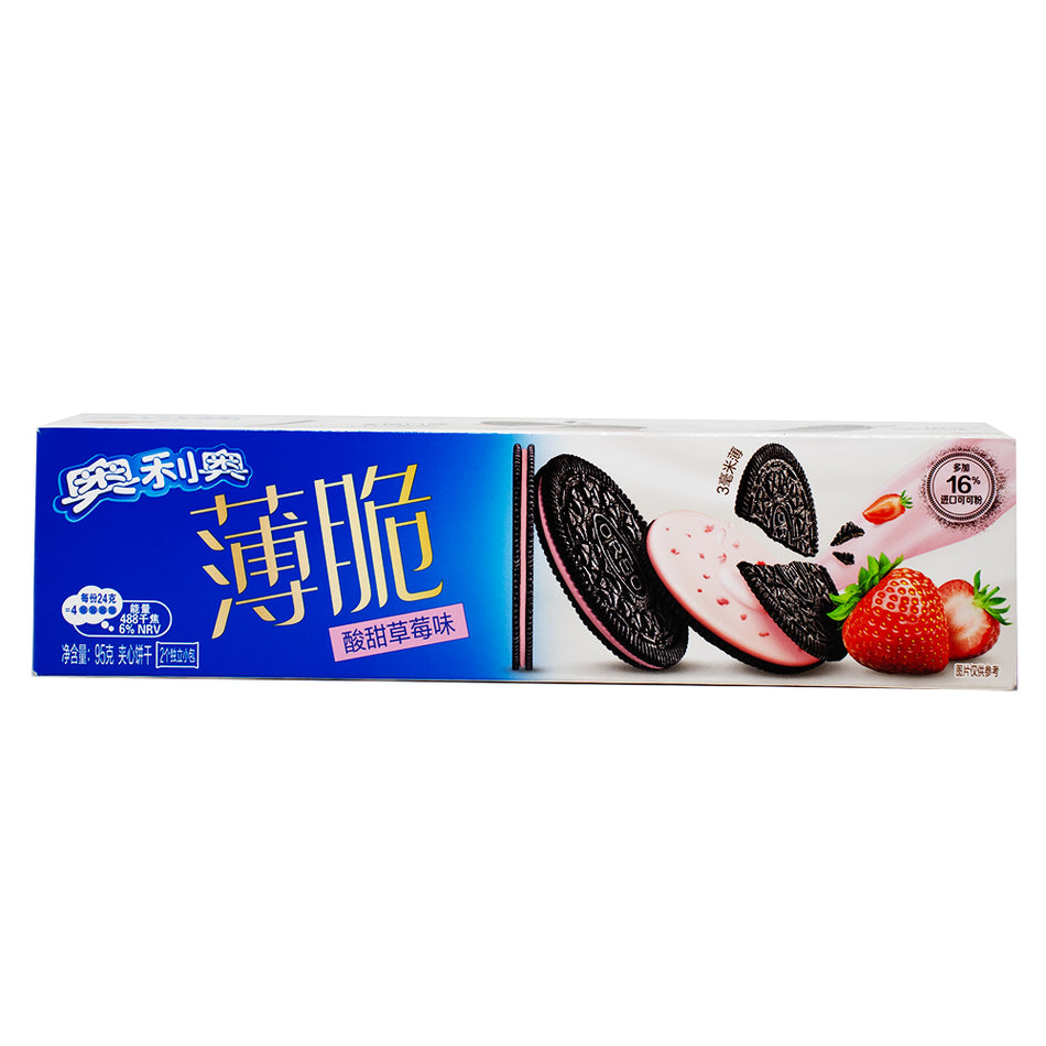 Oreo Ultra Thins Sweet and Sour Strawberry (China) - 95g - Oreo Ultra Thins Sweet and Sour Strawberry - Chinese Oreo flavour - Strawberry creme cookies - Ultra-thin Oreo experience - Sweet and sour cookie delight - Berrylicious Oreo twist - Chinese snack sensation - Oreo flavour adventure - Strawberry-flavoured Oreo - International Oreo treat - Oreo - Oreo Cookies