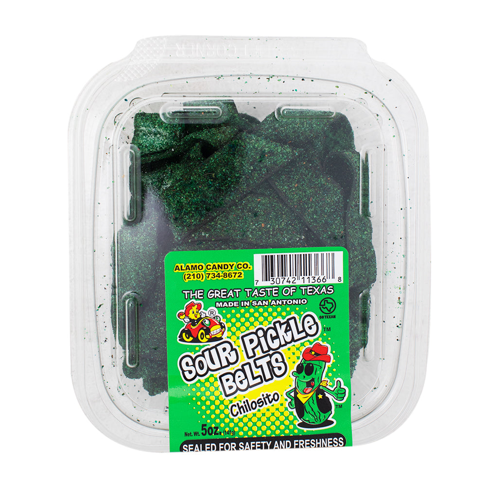 Alamo Sour Pickle Belts 5oz Candy Funhouse Candy Funhouse CA
