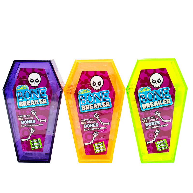 Crazy Candy Factory Bone Breaker (UK) - 25g - Crazy Candy Factory Bone Breaker - Bone-shaped candy - UK candy - Halloween candy - Crunchy candy - Sweet and crunchy candy - Colourful candy - Novelty candy - Candy treats - Fun-shaped candy