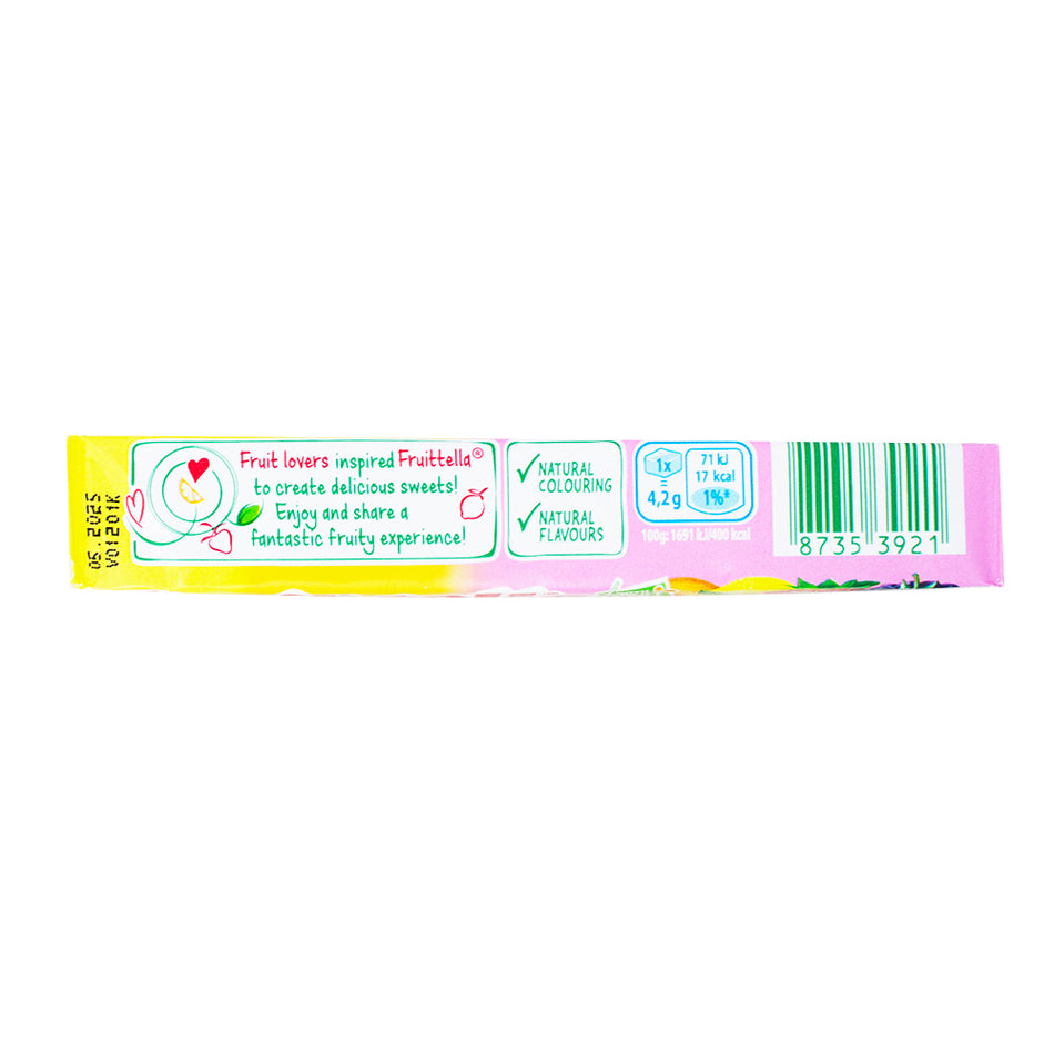 Fruit-tella Summer Fruits (UK) - 41g Nutrition Facts Ingredients - Fruit-tella Summer Fruits - UK candy - Summer candy - Fruit-flavoured candy - Chewy candy - Real fruit juice candy - Berry candy - Citrus candy - Natural candy - Guilt-free candy
