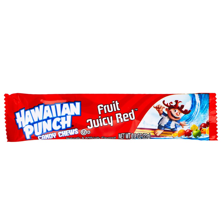Hawaiian Punch Chew Bars Fruit Juicy Red - .8oz - Hawaiian Punch - Chewy Bars - Hawaiian Punch Chew Bars - Fruit Juicy Red flavour - Fruity candy bars - Chewy candy bars - Cherry candy - Strawberry candy - Red Candy