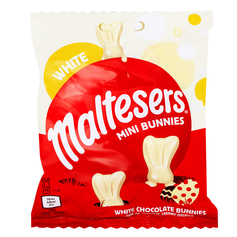Maltesers White Mini Bunnies (UK) - 58g - Maltesers White Mini Bunnies - White chocolate bunnies - Easter candy - Mini bunny treats - UK candy - Easter chocolate - Maltesers - Maltesers Chocolate - White Chocolate - UK Candy - UK Chocolate - British Chocolate - British Candy
