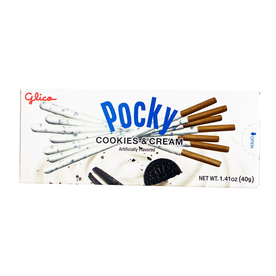 Pocky Cookies & Cream - 1.41oz - Pocky Cookies &amp; Cream - Cookies and cream Pocky - Chocolate biscuit sticks - Creamy vanilla coating - Snack sticks - Sweet snack - Crunchy snack - Japanese candy - Biscuit snacks - Cream-filled snacks - Pocky Cookies &amp; Cream - Pocky - Pocky Sticks
