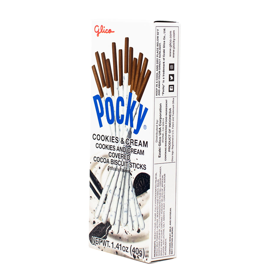 Pocky Cookies & Cream - 1.41oz - Pocky Cookies &amp; Cream - Cookies and cream Pocky - Chocolate biscuit sticks - Creamy vanilla coating - Snack sticks - Sweet snack - Crunchy snack - Japanese candy - Biscuit snacks - Cream-filled snacks - Pocky Cookies &amp; Cream - Pocky - Pocky Sticks