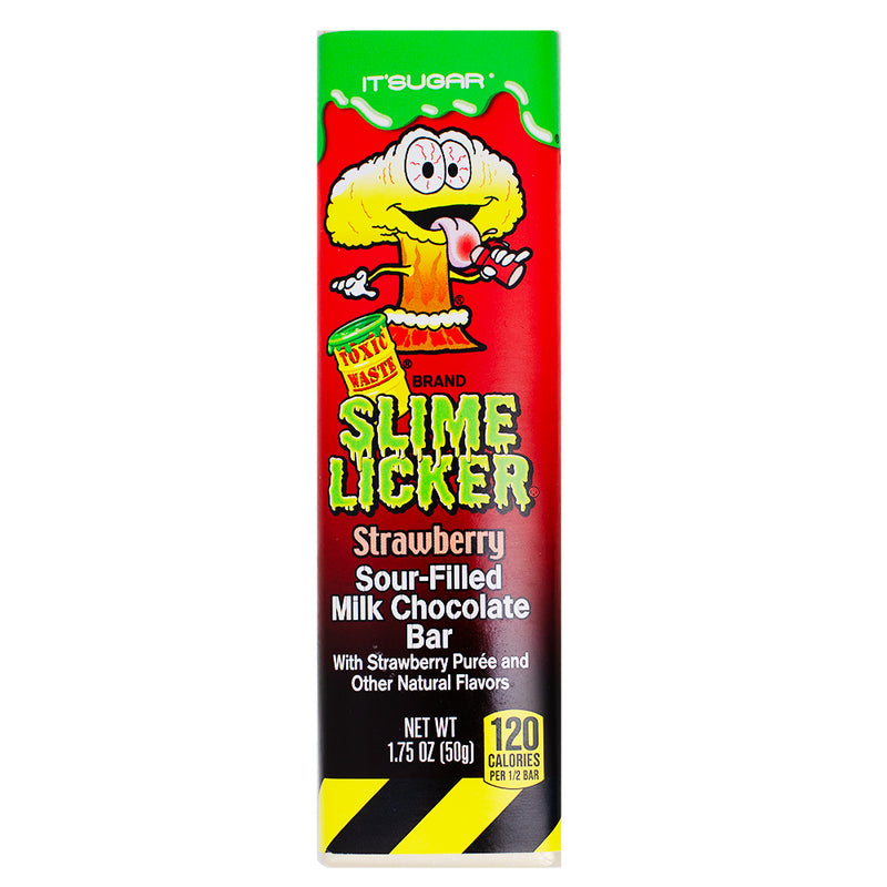 Toxic Waste Slime Licker Chocolate Bar Strawberry - 1.75oz - Toxic Waste - Toxic Waste Candy - Slime Licker - Chocolate - Toxic Waste Slime Licker Chocolate Bar Strawberry - Strawberry Candy - Sour Candy
