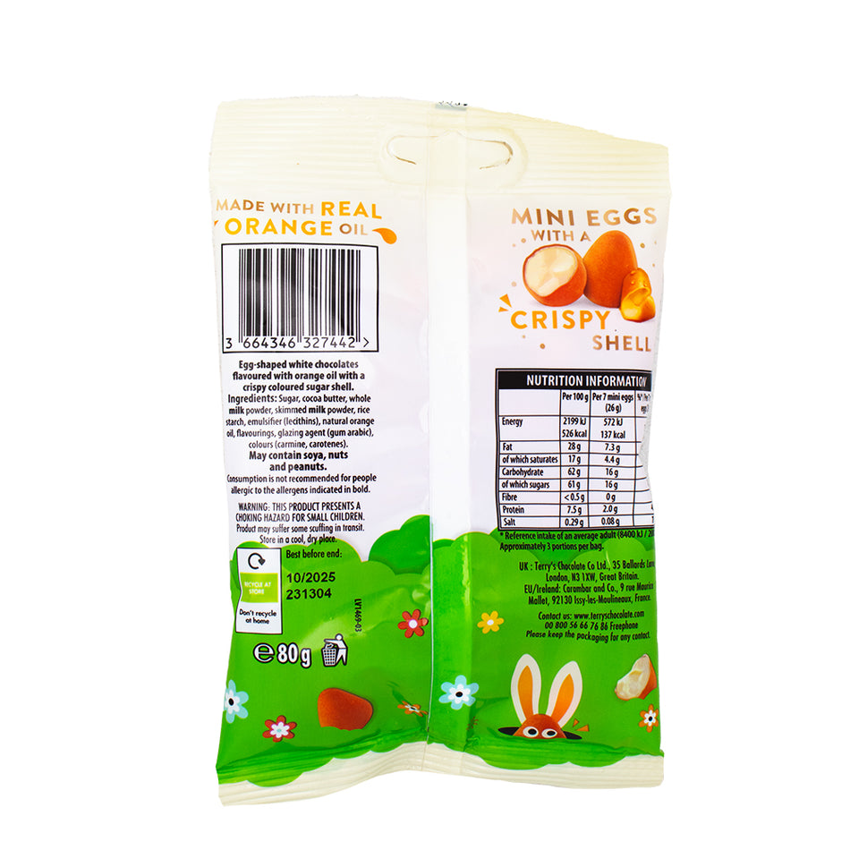 Terry's White Chocolate Orange Mini Eggs (UK) - 80g  Nutrition Facts Ingredients