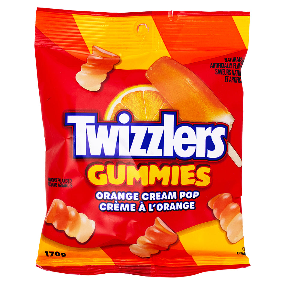 Twizzlers Gummies Orange Cream Pop - 170g - Twizzlers Gummies Orange Cream Pop - Orange cream flavoured gummies - Creamsicle-inspired candy - Chewy orange candy - Citrus-flavoured gummies - Creamy orange treats - Soft gummy candies - Delicious fruity snacks - Gourmet gummy candy - Orange cream popsicle candy