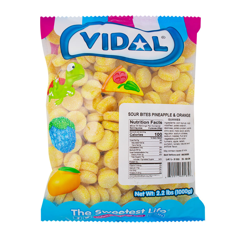 Vidal Sour Bites Pineapple & Orange 2.2lb | Candy Funhouse – Candy