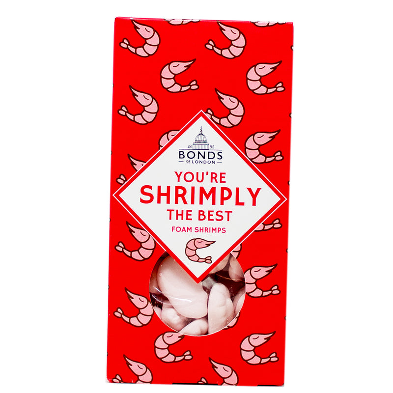 Bonds Gift Box You're Shrimply the Best (UK) - 140g - Bonds You're Shrimply the Best Gift Box - British Candy for Valentine's Day - Strawberry Gummies UK - Romantic Candy Medley - Love-themed Candy Collection - Bonds Candy UK - Unique Valentine's Day Sweets - Ocean-inspired Valentine's Day Candy - Shrimp-shaped Gummies - Sweet Moments Box - UK Candy - British Candy
