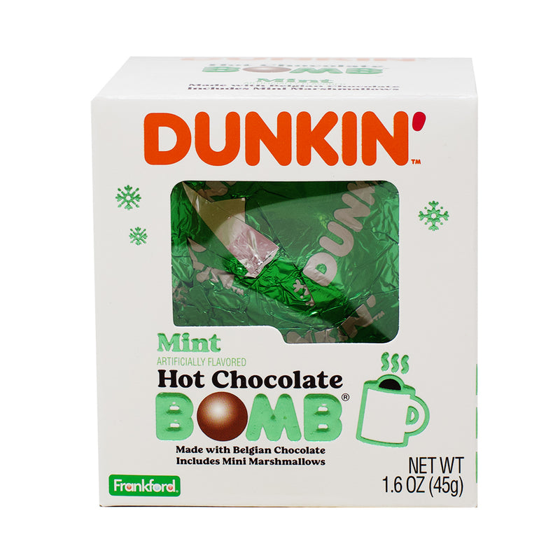 Dunkin' Mint Hot Chocolate Bomb - 1.6oz - Dunkin' Mint Hot Chocolate Bomb - Holiday Drink Delights - Minty Hot Cocoa Experience - Festive Chocolate Treat - Winter Beverage Magic - Marshmallow Explosion - Hot Chocolate Gift Idea - Seasonal Cocoa Bomb - Christmas Mug Surprise - Limited Edition Dunkin' Treat - Christmas Candy - Christmas Treats