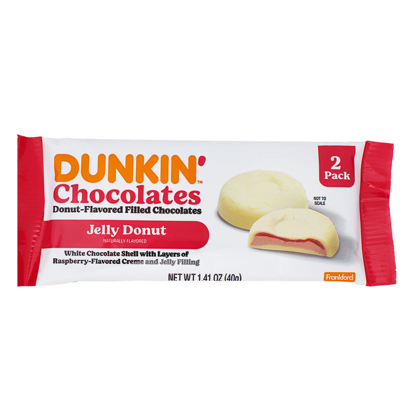 Dunkin' Chocolates Jelly Donut 2pk - 1.41oz - Dunkin Donut - White Chocolate - Jelly Donuts