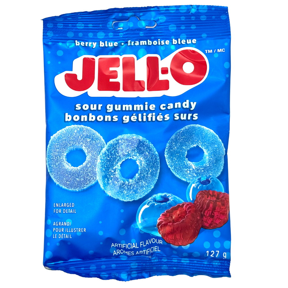 JELL-O Berry Blue Sour Rings - 127g | Candy Funhouse – Candy