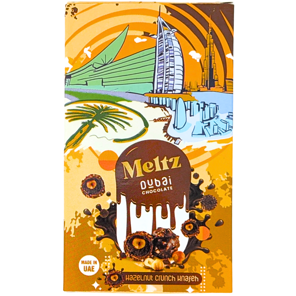もちつる Meltz Dubai Chocolate Hazelnut Crunch Knafeh - 75g | Candy
