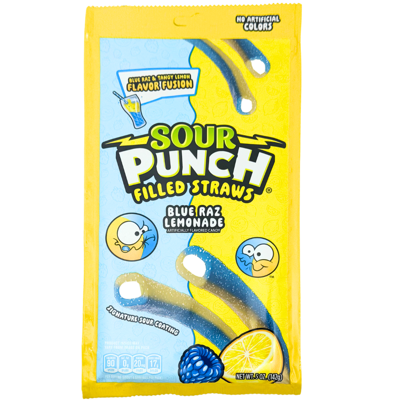 Sour Punch Filled Straws Blue Raz Lemonade - 5oz