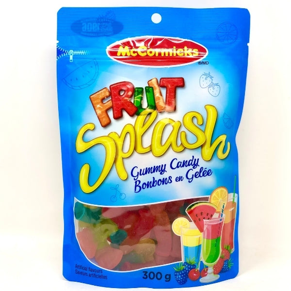 Old Fashioned Retro Candies American | Imported, Shipped, and Delivered International World-Wide Shipping, delivery within Canada, GTA, Mississauga, Brampton, and more. Novelty confectionery online candy store: The most exclusive, popular, top-rated, special edition, limited edition, premium snacks, treats, goods, gifts, gift sets, gift ideas, and more. McCormicks Fruit Splash Gummy Candy - 300g