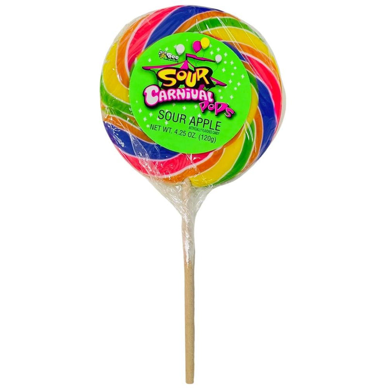 Bee Giant Sour Apple Carnival Pops - 4.25oz - Bee - Bee Candy - Lollipop - Pops - Giant Lollipop - Colourful Lollipop - Sour Candy - Sour Apple - Sour Lollipop