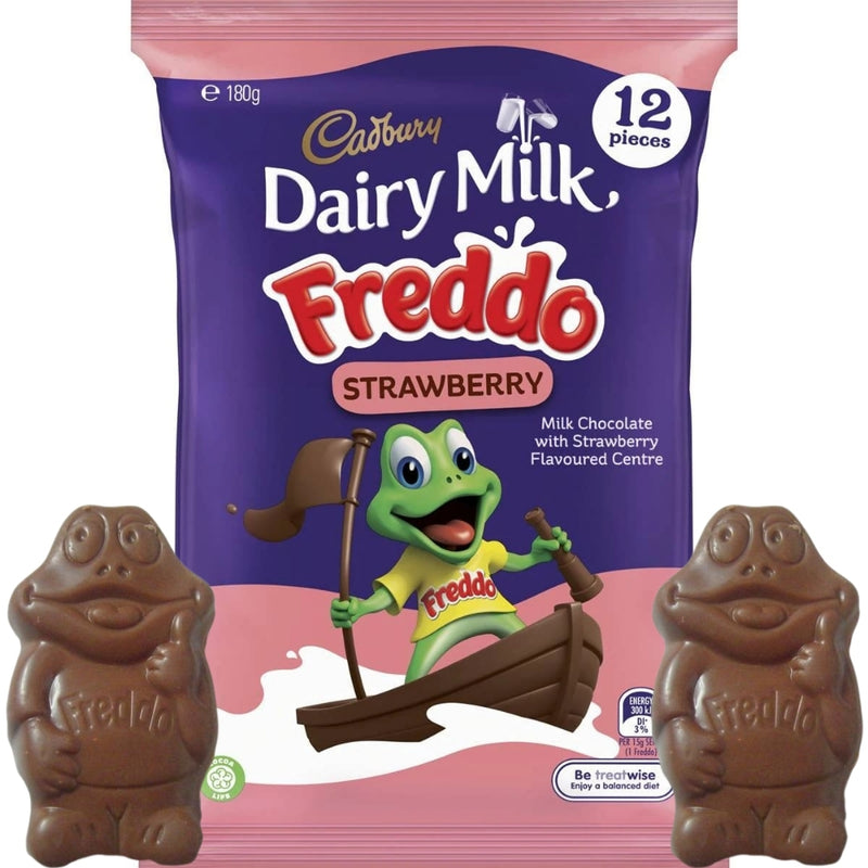 Cadbury Dairy Milk Freddo Strawberry (Aus) - 12pc Cadbury Dairy Milk Australian Chocolate Treat 12 pack frog frogs candy candies