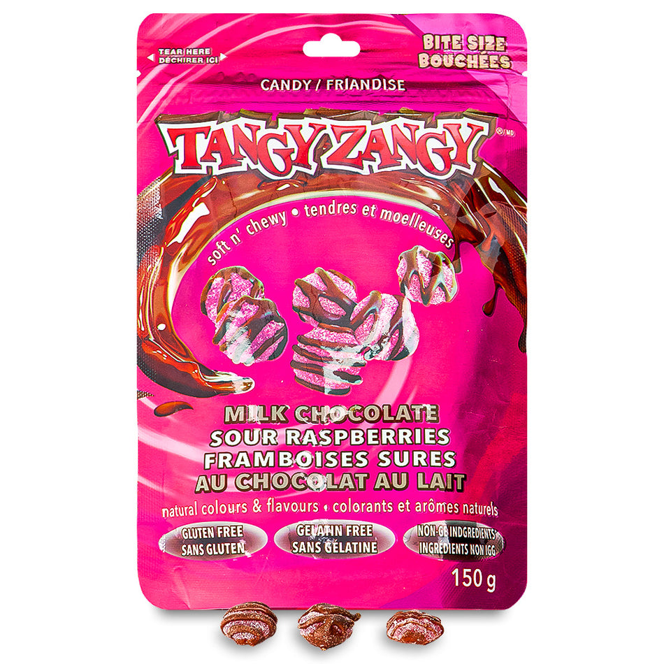 Tangy Zangy Milk Chocolate Sour Raspberries Candy 150g 