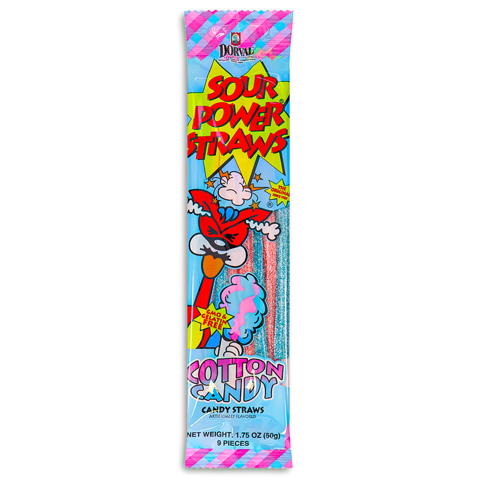 Sour Power Cotton Candy Straws 1.75oz Front