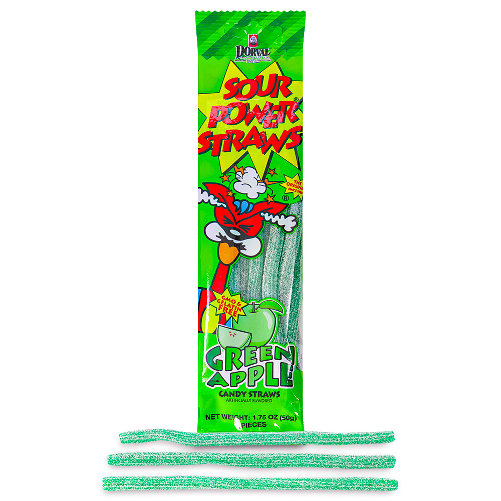 Sour Power Straws Green Apple 1.75oz Candy Funhouse Candy Funhouse CA