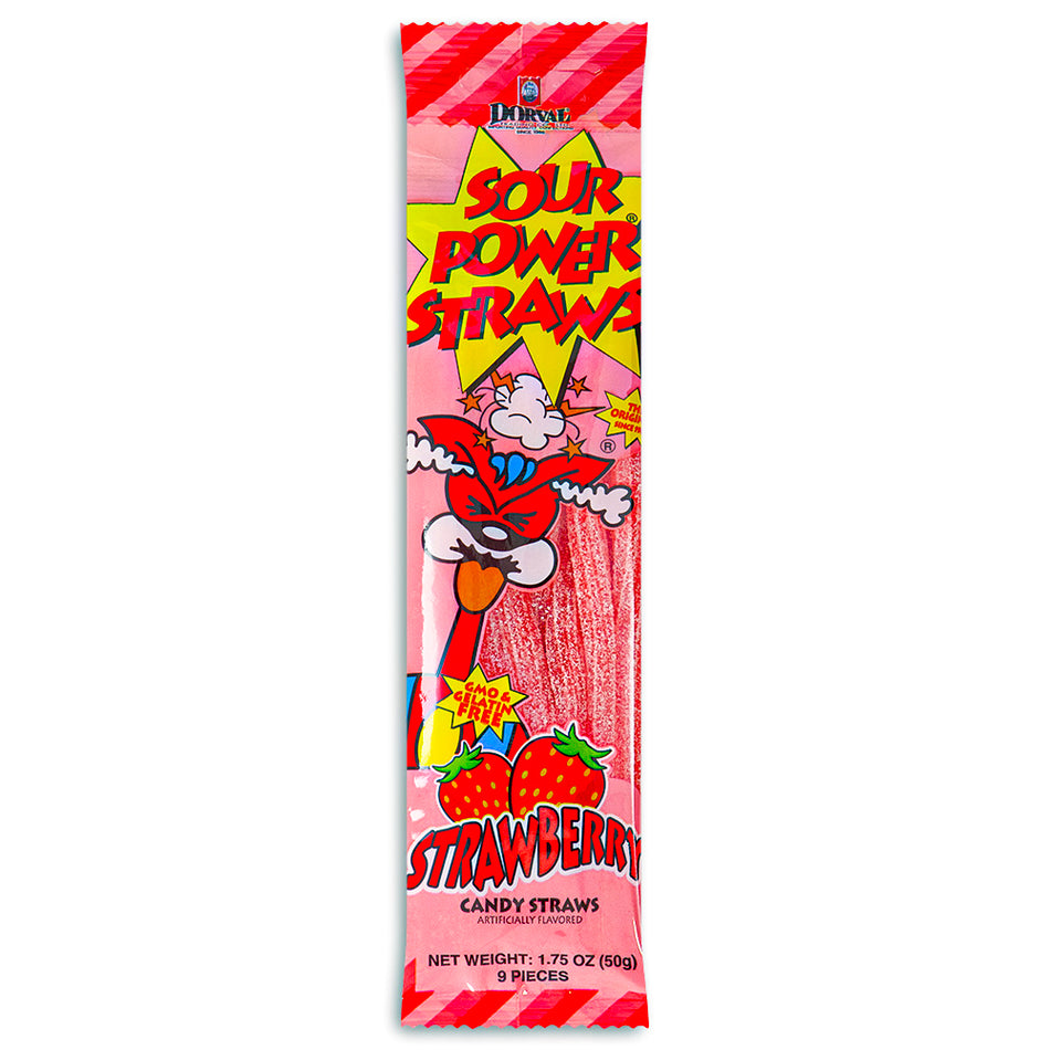 Sour Power Straws Strawberry 1.75oz Front