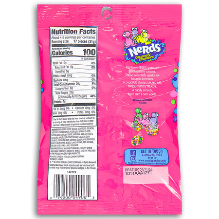 Nerds Gummy Clusters 5 oz Back Ingredients