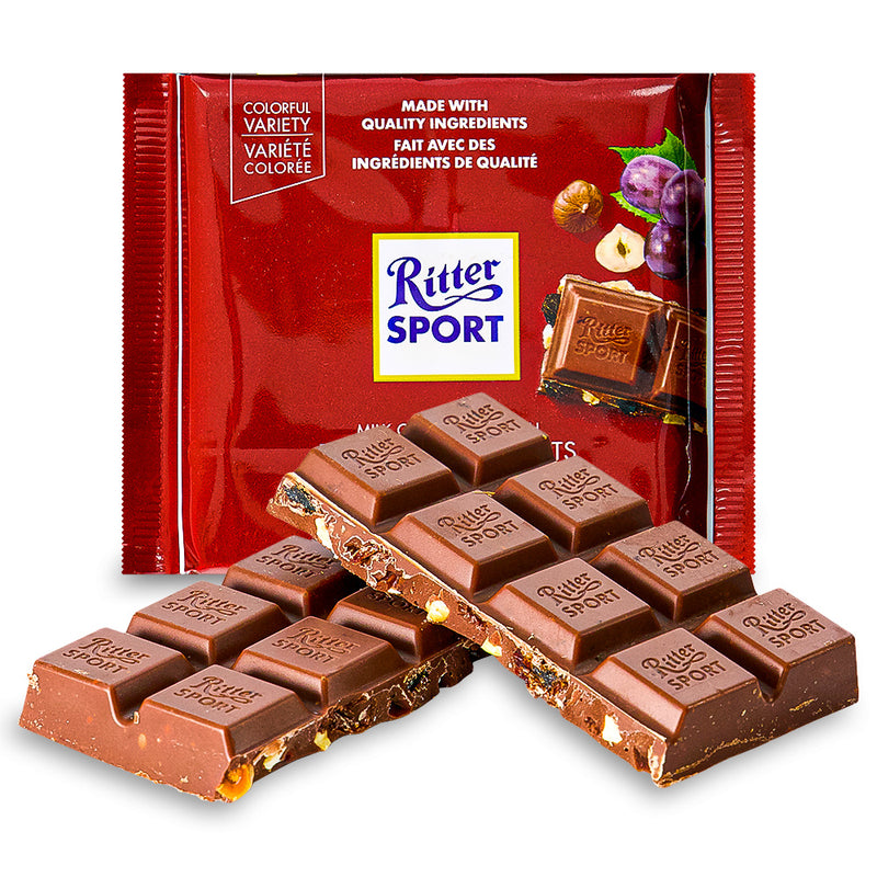 Ritter Sport Milk Chocolate with Raisins & Hazelnuts 110g