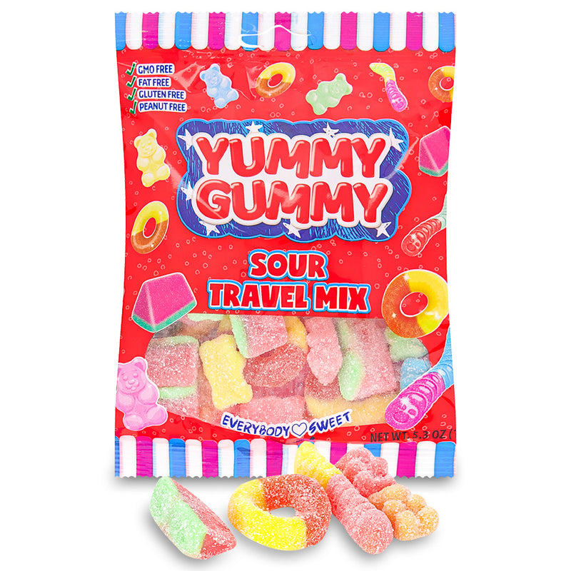 Yummy Gummy Sour Travel Mix Gummies 150g