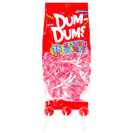 Dum Dums Color Party Red Strawberry Lollipops 75 CT