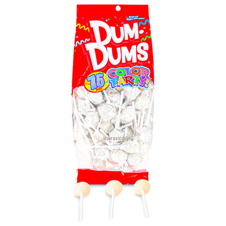 Dum Dums Color Party White Birthday Cake Lollipops 75 CT