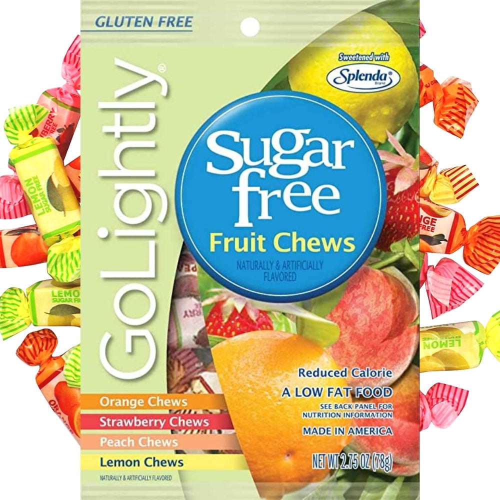 GoLightly Sugar Free Assorted Fruit Chews Candy 2.75oz Candy