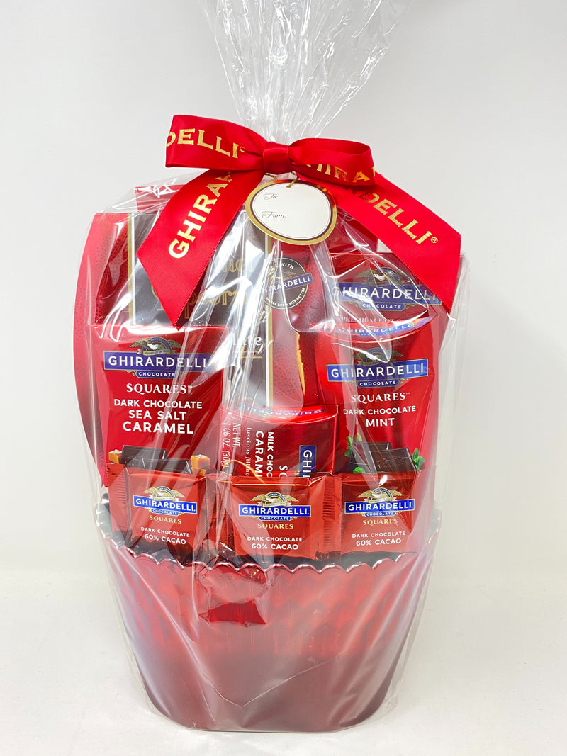 Ghirardelli Milk Dark Gourmet Chocolate Holiday Christmas Gift Basket Red