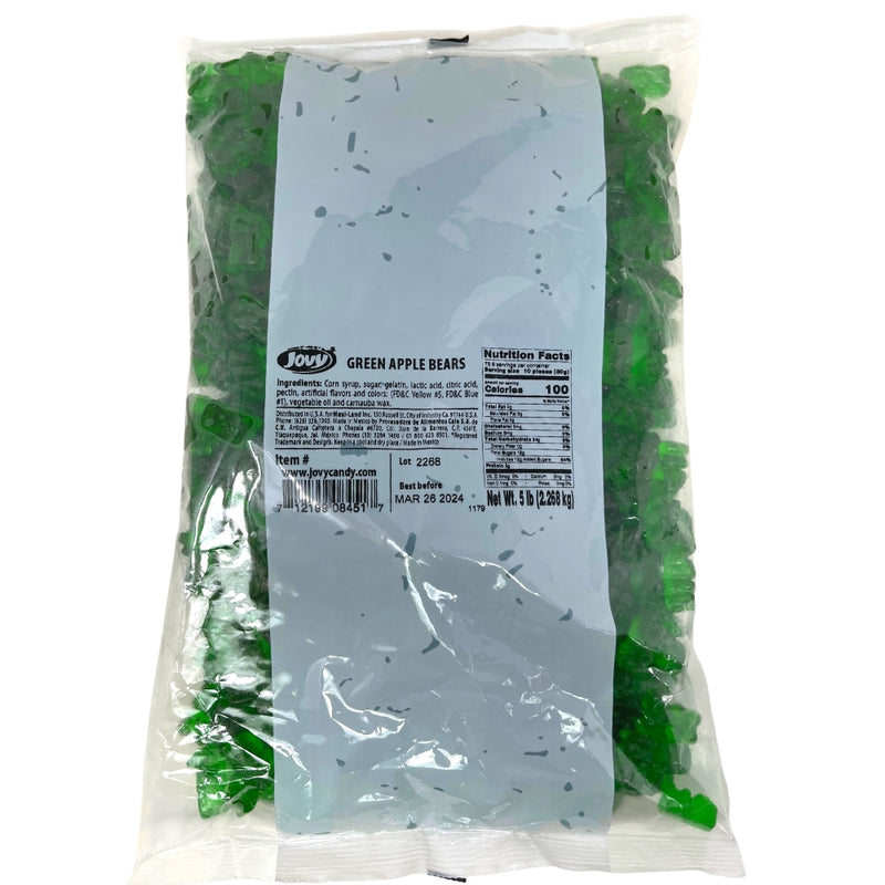 Jovy Gummy Bears Green Apple - 5lbs - Gummy Candy - Gummy Bears - Bulk Candy - Party Favour