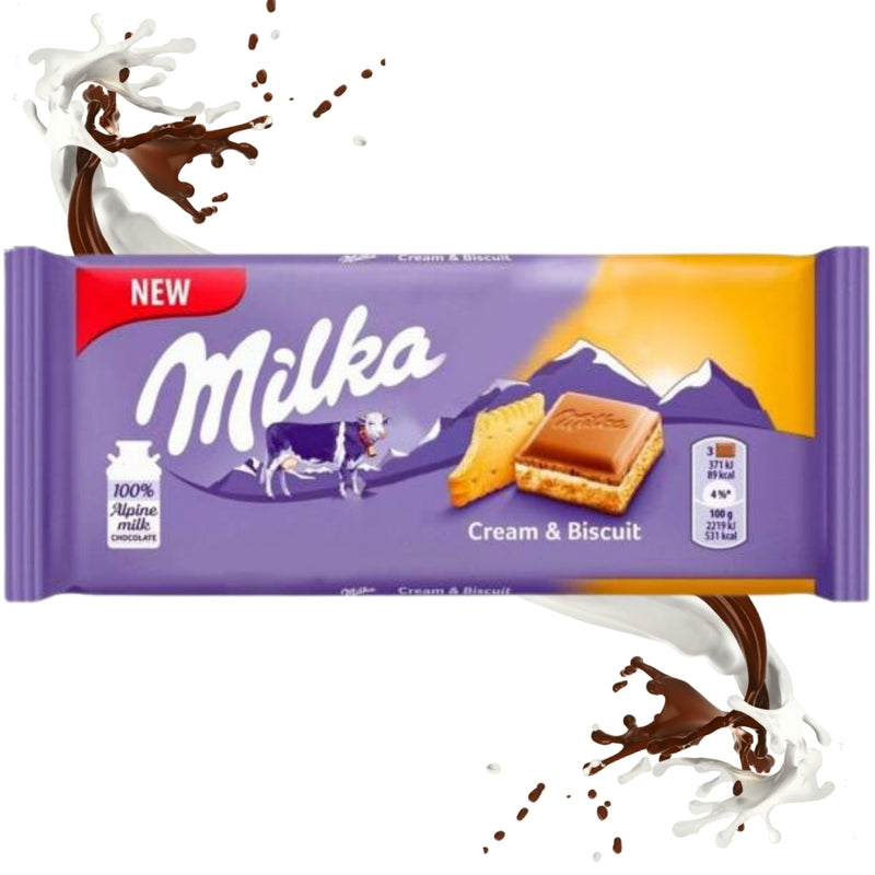Milka Cream & Biscuit Milk Chocolate - 100g german chocolate germany european switzerland usa canada specialty bar