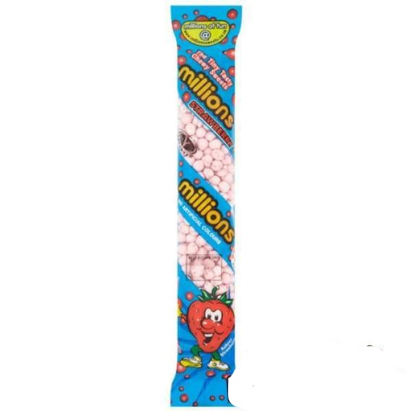 Millions Strawberry Tubes Millions 80g - British Colour_Pink No Artificial Flavours Origin_British Retro