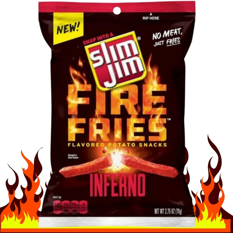 Slim Jim Fire french Fries Buffalo Fury - 78 g - spicy flamin extra hot snacks canada chips